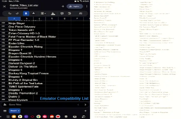 Emulator Compatibility List